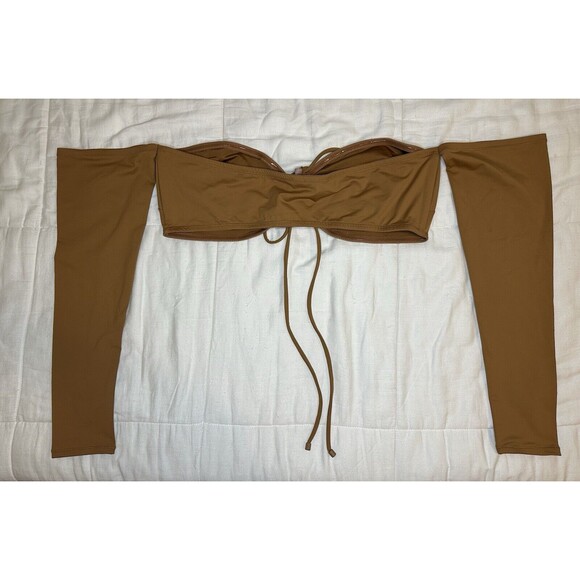 SKIMS Recycled Swim Long Sleeve Bikini Top Almond Women's SIZE 3X NWT - Picture 3 of 9